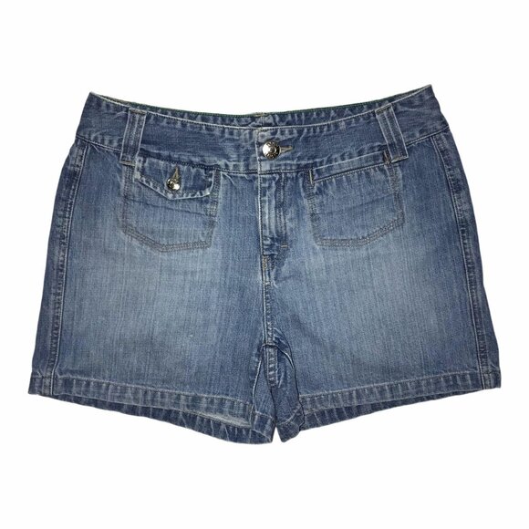 READ Tommy Hilfiger Jean Shorts Womens 10 Light Wash Embroidered Logo Jean - Picture 1 of 9